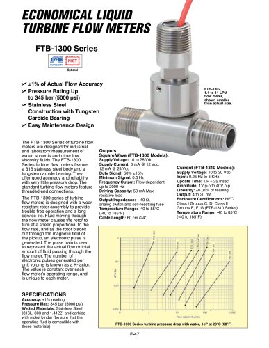 ECONOMICAL LIQUID TURBINE FLOW METERS