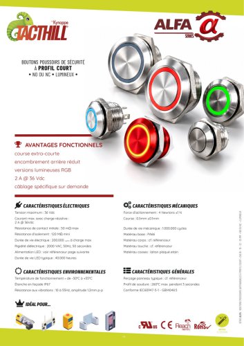 ALFA Short profile vandal resistant pushbuttons