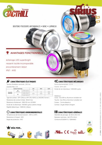 Boutons poussoirs anti vandales SIRIUS