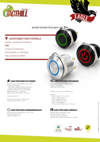 EAGLE Series - boutons poussoirs dia.16mm