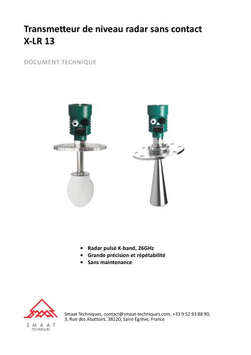 catalog for X-LR 13 radar level meter