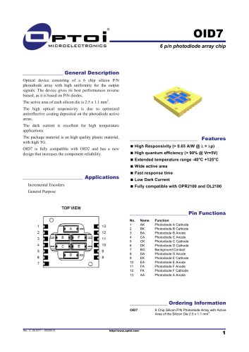 OID7 6 p/n photodiode array chip