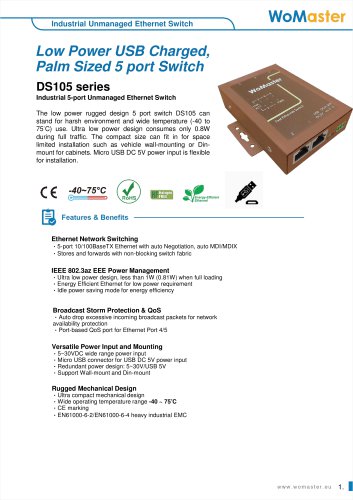 DS105  Industrial unmanaged Ethernet switch | WoMaster