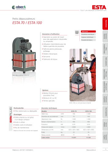 Petits dépoussiéreurs ESTA 70 / ESTA 100