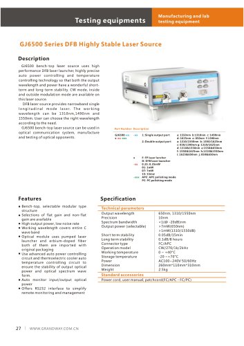 6500 Series DFB Highly Stable Laser Source