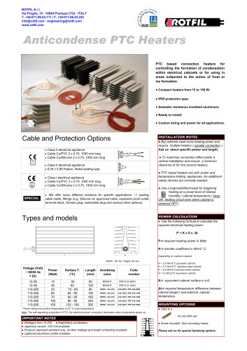 Anticondense PTC Heaters