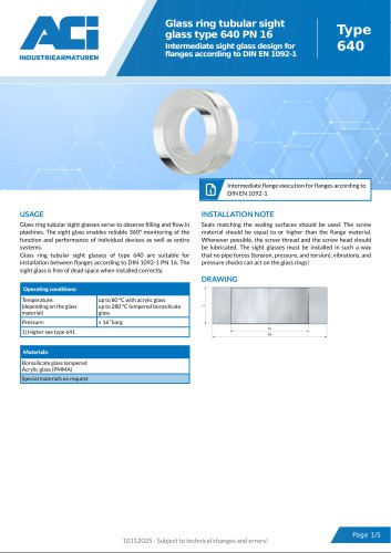 Glass ring tubular sight glass type 640 PN 16