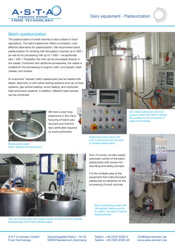 Dairy equipment - Pasteurization