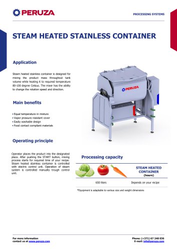 STEAM HEATED STAINLESS CONTAINER