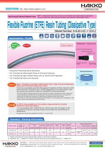 Flexible Fluorine (ETFE) Resin Tubing (Dissipative Type)