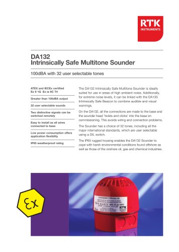 DA132 Intrinsically Safe Multitone Sounder