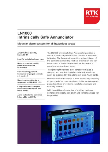 LN1000 Intrinsically Safe Alarm Annunciator