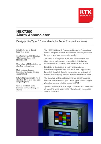 NEX7250 Zone 2 Hazardous Area Alarm Annunciator