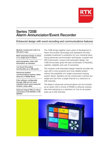 Series 725B Combined Annunciator/Event Recorder