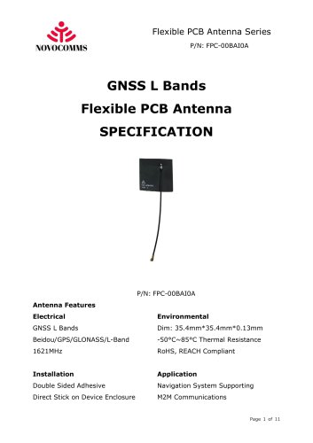 GNSS L Bands Flexible PCB Antenna SPECIFICATION