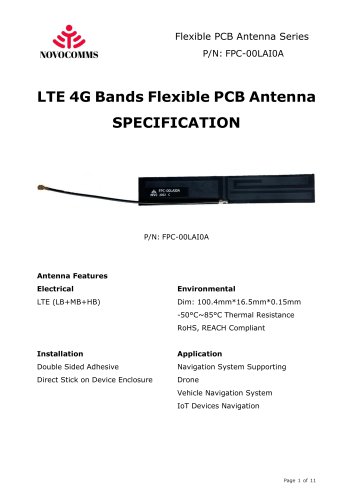 LTE 4G Bands Flexible PCB Antenna SPECIFICATION