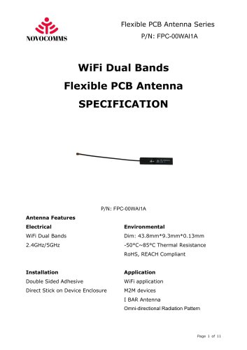WiFi Dual Bands Flexible PCB Antenna SPECIFICATION