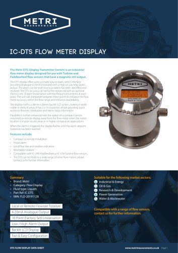 Metri IC-DTS Flow Meter Display