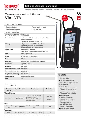 Anémo-manomètre portable (Kimo MPA)