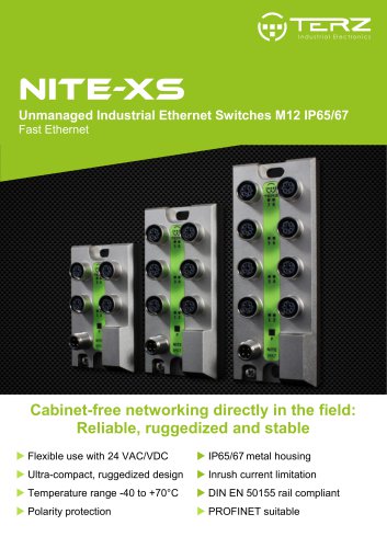 NITE-XS Unmanaged Industrial Ethernet Switches M12 IP65/67