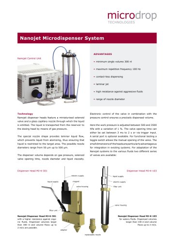 MJ-K-103 to MJ-K-301 solenoid valve dispense head 