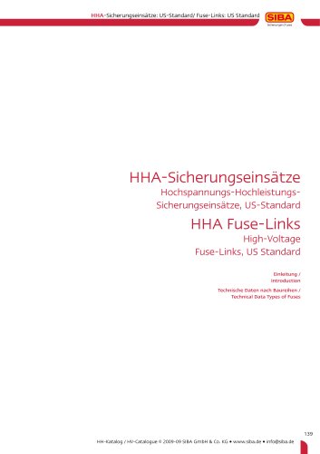  High-voltage fuses according to American standards (HHA)