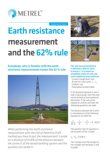 Application note: Earth resistance measurement and 62 percent rule