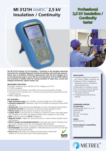 MI 3121H SMARTEC 2,5 kV Insulation Continuity EN