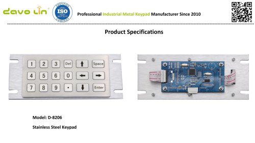 D-8206 Metal Keypad Data sheet