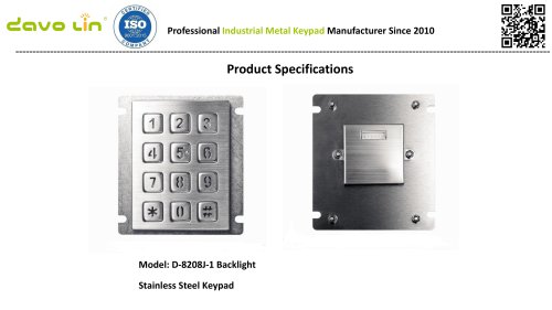 D-8208J-1 Backlight Metal Keypad Data sheet