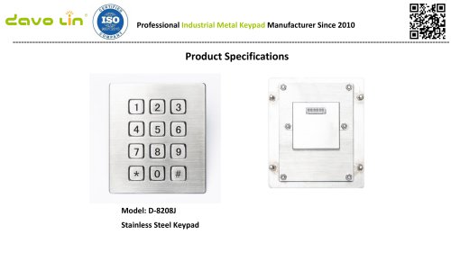 D-8208J Metal Keypad Data sheet