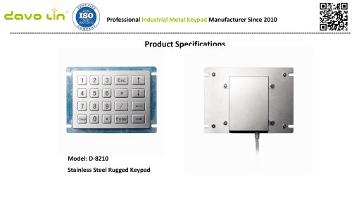 D-8210 Metal Keypad data sheet