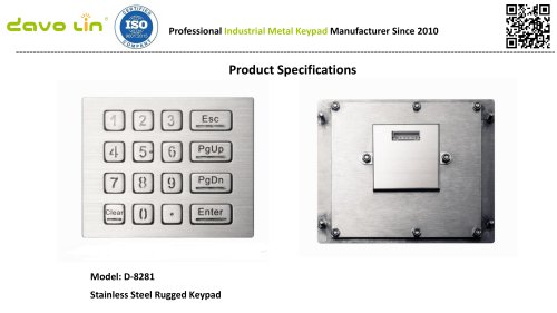 D-8281 Metal Keypad data sheet