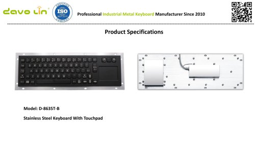 D-8635T-B Metal Keyboard Data sheet