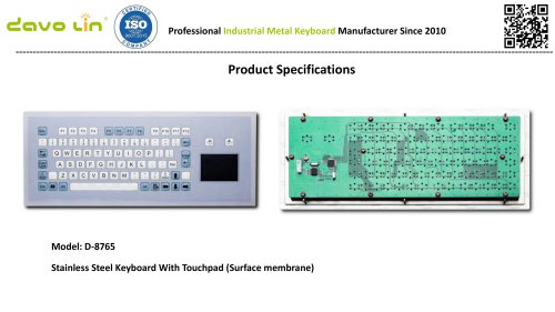 D-8765 Metal Keyboard Data sheet