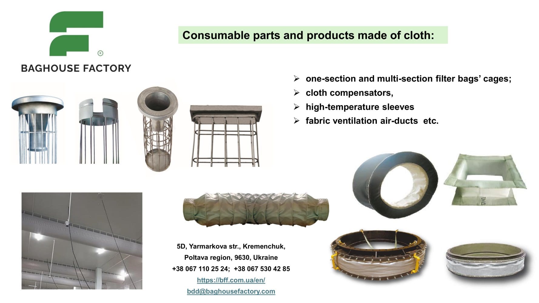 Bag cages and Fabric compensators  - Bag Filter Factory Ltd