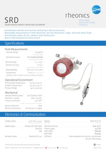 SRD - INLINE PROCESS DENSITY METER WITH VISCOSITY - MUD MONIOTORING