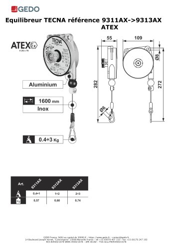 Equilibreur TECNA référence 9311AX-9313AX ATEX