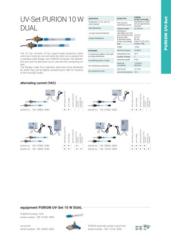 configuration options PURION UV-Set 10 W DUAL