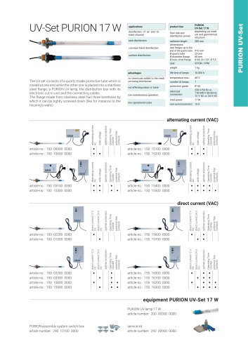 configuration options PURION UV-Set 17 W