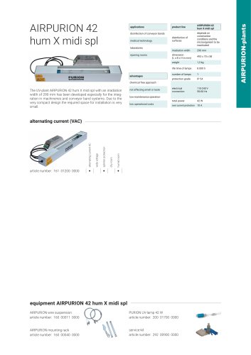 configuration options UV plant AIRPURION 42 hum X midi spl