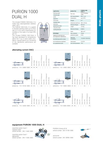 configuration options UV plant PURION 1000 DUAL H