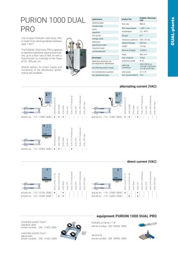 configuration options UV plant PURION 1000 DUAL PRO