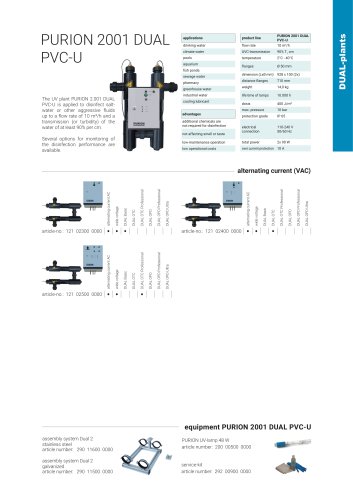 configuration options UV plant PURION 2001 DUAL PVC-U