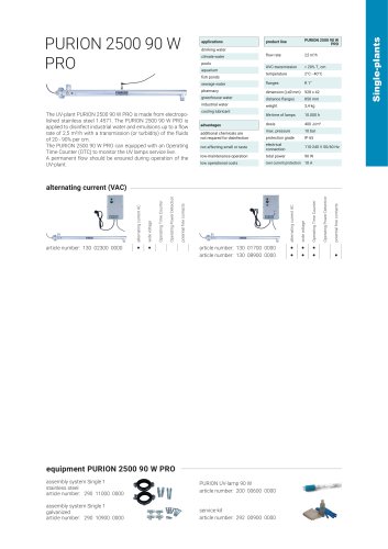 configuration options UV plant PURION 2500 90 W PRO