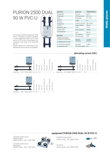 configuration options UV plant PURION 2500 DUAL 90 W PVC-U