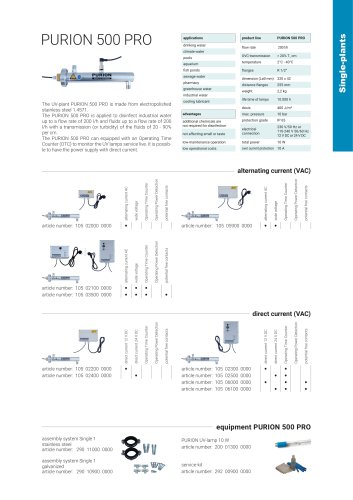 configuration options UV plant PURION 500 PRO