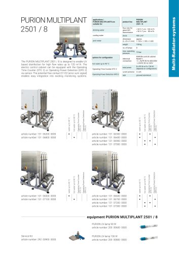 configuration options UV plant PURION MULTIPLANT 2501 / 8