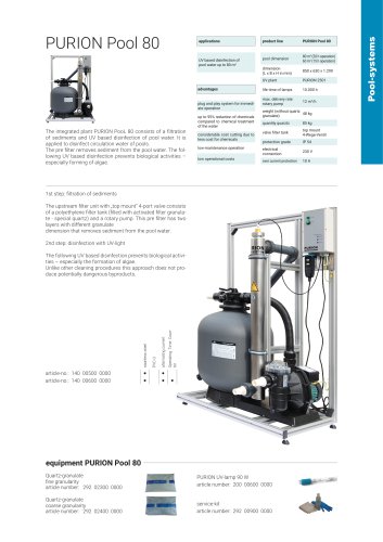 configuration options UV plant PURION Pool 80