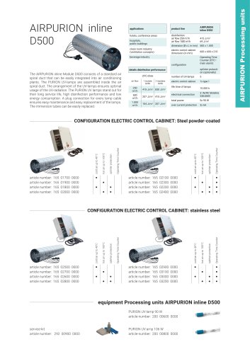 configuration options UV plant UV Anlage AIRPURION inline D500